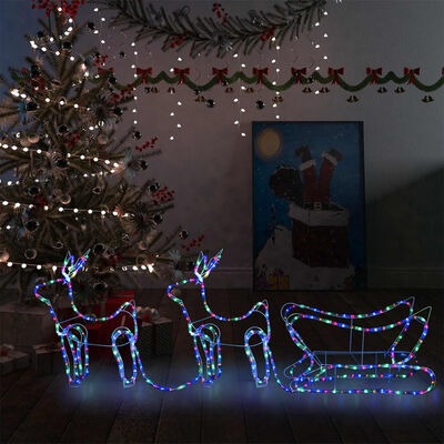 vidaXL Vánoční dekorace sobi a sáně venkovní 576 LED diod