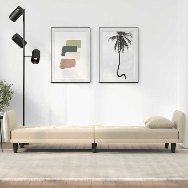 vidaXL Rozkl&aacute;dac&iacute; pohovka s drž&aacute;ky na n&aacute;poje kr&eacute;mov&aacute; textil