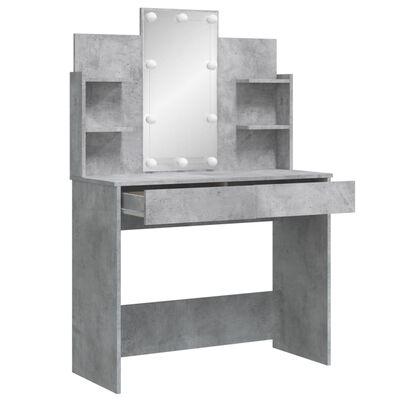 vidaXL Toaletní stolek s LED osvětlením betonově šedý 96 x 40 x 142 cm