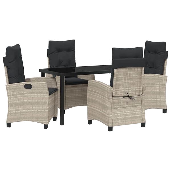 vidaXL Zahradn&iacute; j&iacute;deln&iacute; souprava 5 pcs Světle &scaron;ed&aacute; polyratan