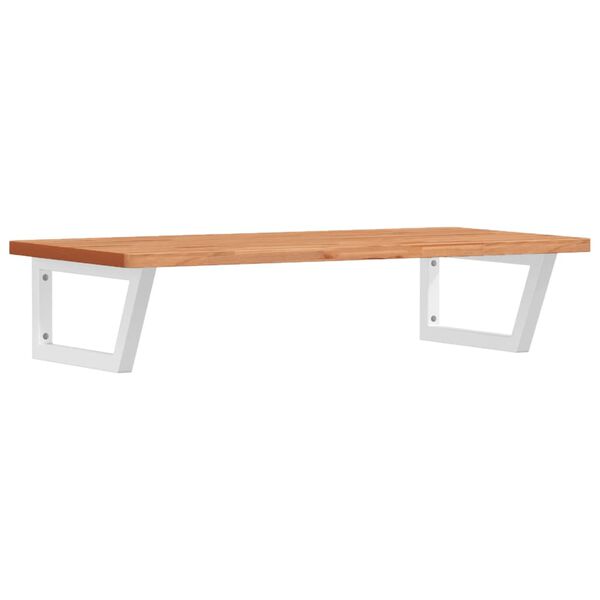 vidaXL Deska pod umyvadlo n&aacute;stěnn&aacute; ocel a masivn&iacute; bukov&eacute; dřevo