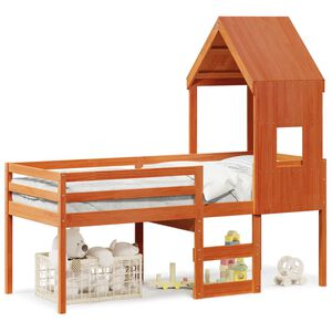 vidaXL Patrov&aacute; postel se střechou voskově hněd&aacute; 90 x 200 cm borovice