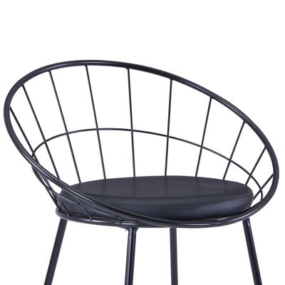 vidaXL Jídelní židle se sedáky z umělé kůže 4 ks černé ocelové