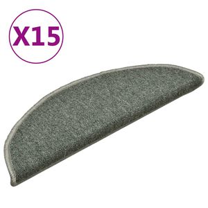 vidaXL Schodov&eacute; rohože 15 ks 56 x 17 x 3 cm tmavě zelen&eacute; půlkulat&eacute;