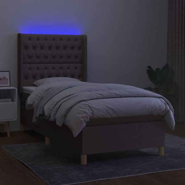 vidaXL Box spring postel s matrac&iacute; a LED taupe 80 x 200 cm textil