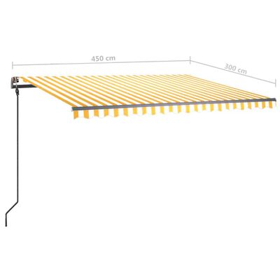 vidaXL Automatická markýza LED a senzor větru 4,5 x 3 m žlutobílá