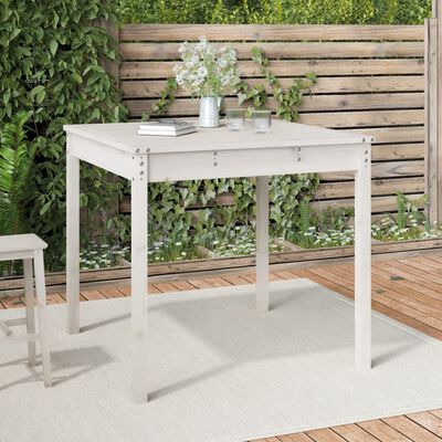 vidaXL Zahradní stůl bílý 82,5 x 82,5 x 76 cm masivní borové dřevo