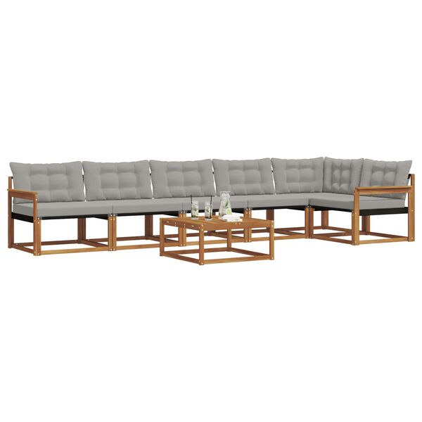 vidaXL Venkovn&iacute; pohovkov&aacute; souprava 7 pcs Př&iacute;rodn&iacute; a světle &scaron;ed&aacute;