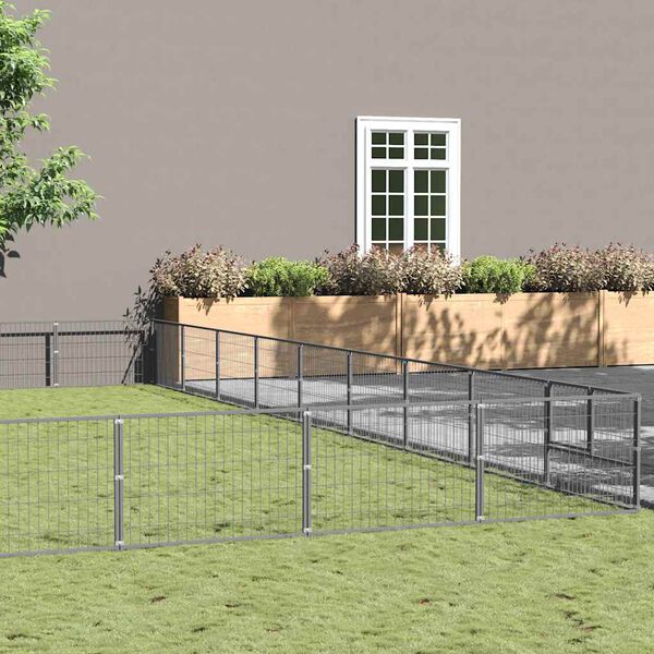 vidaXL Ps&iacute; kotec stř&iacute;brn&yacute; 90 m&sup2; ocel