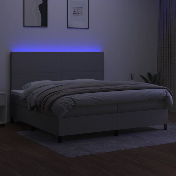 vidaXL Box spring postel s matrac&iacute; a LED světle &scaron;ed&aacute; 200x200 cm textil