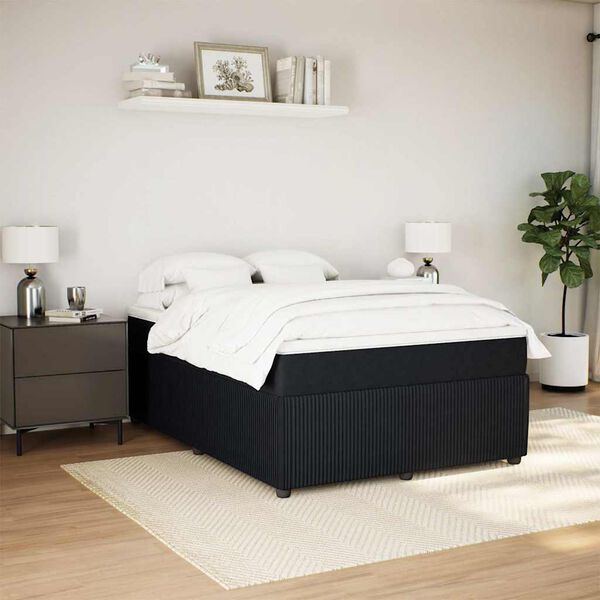 vidaXL Box spring postel s matrac&iacute; čern&aacute; 160x200 cm samet