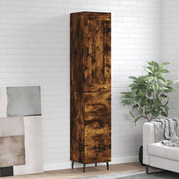 vidaXL Skř&iacute;ň highboard kouřov&yacute; dub 34,5 x 34 x 180 cm kompozitn&iacute; dřevo