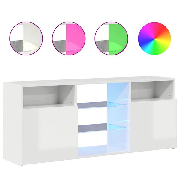 vidaXL TV skř&iacute;ňka s LED osvětlen&iacute;m b&iacute;l&aacute; s vysok&yacute;m leskem 120x30x50 cm