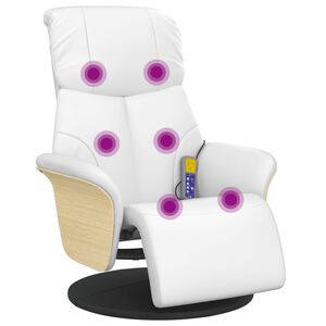 vidaXL Mas&aacute;žn&iacute; polohovac&iacute; křeslo s podnožkou b&iacute;l&eacute; uměl&aacute; kůže