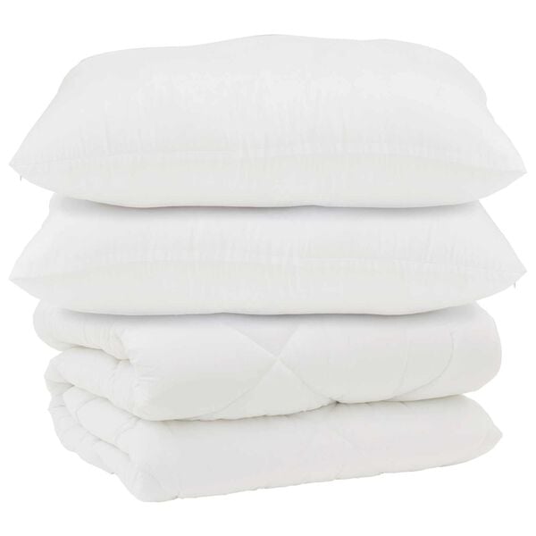 vidaXL Duvet s pol&scaron;t&aacute;ři s pol&scaron;t&aacute;řem 3 pcs B&iacute;l&aacute; Mikrovl&aacute;kno a peř&iacute;