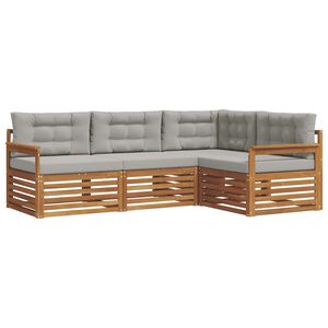 vidaXL Venkovn&iacute; pohovkov&aacute; souprava 4 pcs Př&iacute;rodn&iacute; a světle &scaron;ed&aacute;