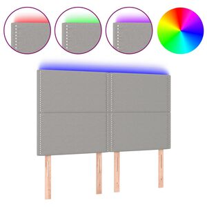 vidaXL Čelo postele s LED světle &scaron;ed&eacute; 144x5x118/128 cm textil