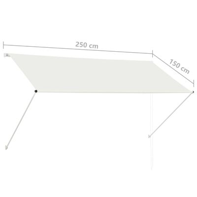 vidaXL Zatahovací markýza krémová 250 x 150 cm