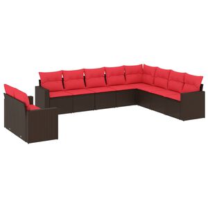 vidaXL 10d&iacute;ln&aacute; zahradn&iacute; sedac&iacute; souprava s podu&scaron;kami hněd&aacute; polyratan