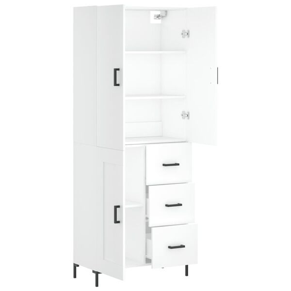 vidaXL Skř&iacute;ň highboard b&iacute;l&aacute; 69,5 x 34 x 180 cm kompozitn&iacute; dřevo