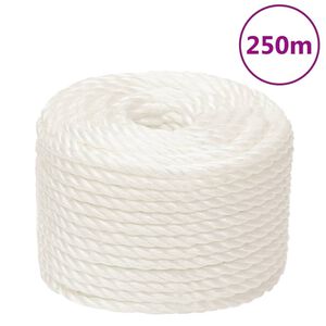 vidaXL Pracovn&iacute; lano b&iacute;l&aacute; 10 mm 250 m polypropylen