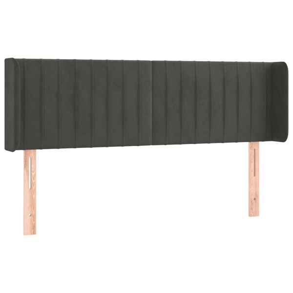 vidaXL Čelo postele s LED tmavě &scaron;ed&eacute; 147 x 16 x 78/88 cm samet