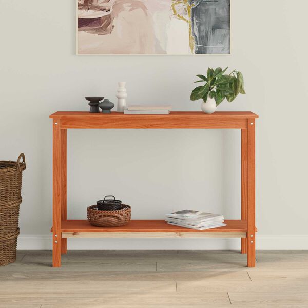 vidaXL Konzolov&yacute; stolek s polic&iacute; Voskově Hněd&aacute; 110 x 40 x 80 cm
