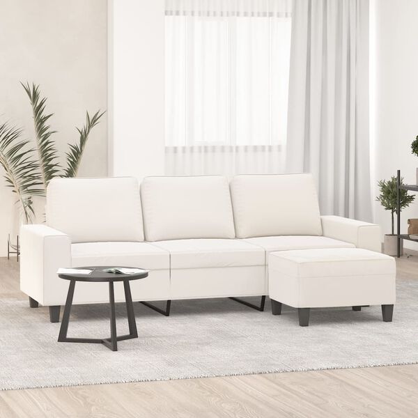 vidaXL 3m&iacute;stn&aacute; pohovka s podnožkou b&eacute;žov&aacute; 180 cm mikrovl&aacute;kno