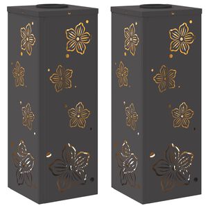 vidaXL Sol&aacute;rn&iacute; LED Cestovn&iacute; Světlo 2 pcs Čern&aacute; Studeně v&aacute;lcovan&aacute; ocel