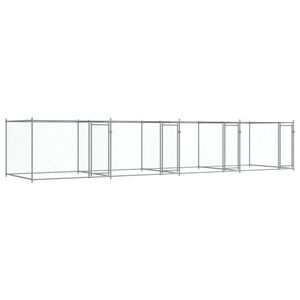 vidaXL Klec pro psy s dv&iacute;řky &scaron;ed&aacute; 8 x 2 x 1,5 m pozinkovan&aacute; ocel
