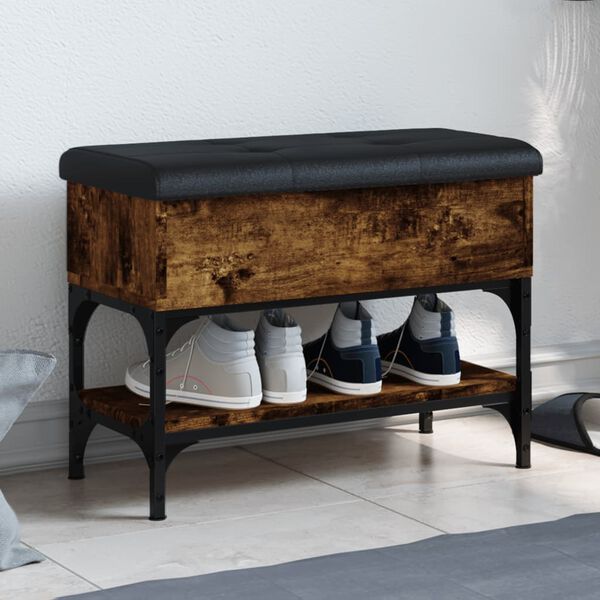 vidaXL Lavice s botn&iacute;kem kouřov&yacute; dub 62 x 32 x 45 cm kompozitn&iacute; dřevo