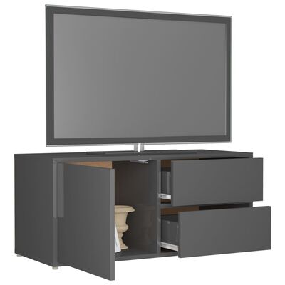 vidaXL TV stolek šedý s vysokým leskem 80 x 34 x 36 cm dřevotříska