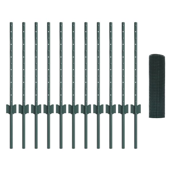 vidaXL Plot s sloupkem Zelen&aacute; 0,6 x 25 m Ocel a PVC