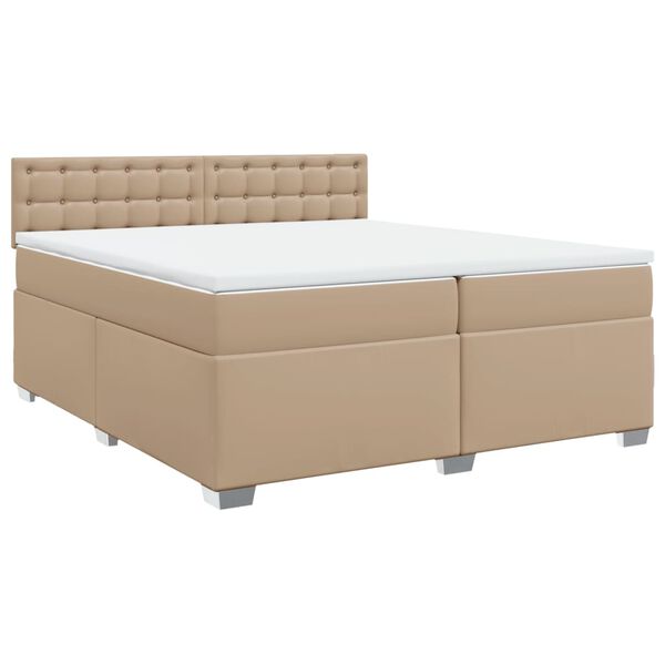 vidaXL Box spring postel s matrac&iacute; cappuccino 200 x 200 cm uměl&aacute; kůže