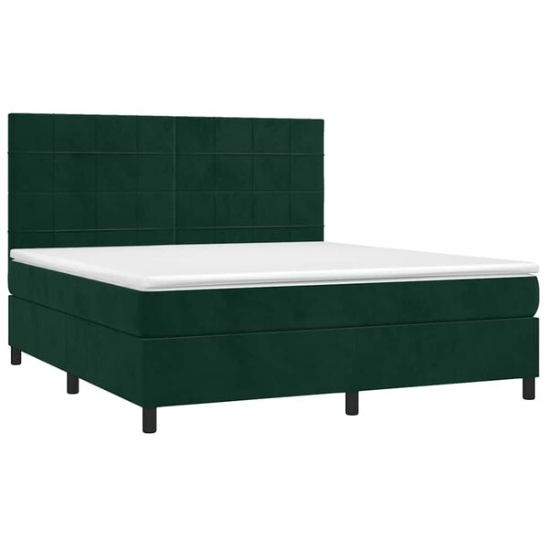 vidaXL Box spring postel s matrac&iacute; tmavě zelen&aacute; 180x200 cm samet