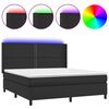 vidaXL Box spring postel s matrac&iacute; a LED čern&aacute; 180x200 cm uměl&aacute; kůže