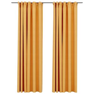 vidaXL Zatemňovac&iacute; z&aacute;věsy s h&aacute;čky vzhled lnu 2 ks žlut&eacute; 140 x 245 cm