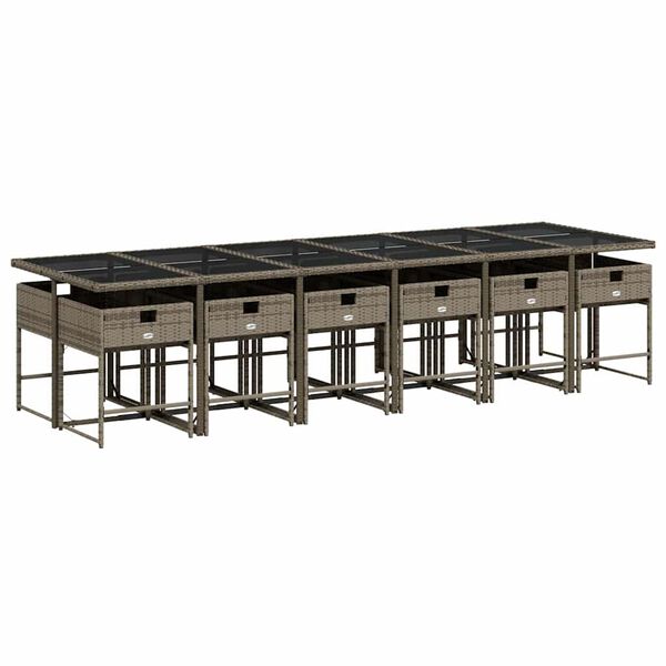 vidaXL 13d&iacute;ln&yacute; zahradn&iacute; j&iacute;deln&iacute; set s podu&scaron;kami &scaron;ed&yacute; polyratan