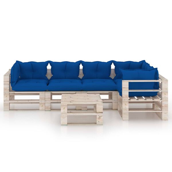 vidaXL 6d&iacute;ln&aacute; zahradn&iacute; sedac&iacute; souprava z palet s podu&scaron;kami borovice