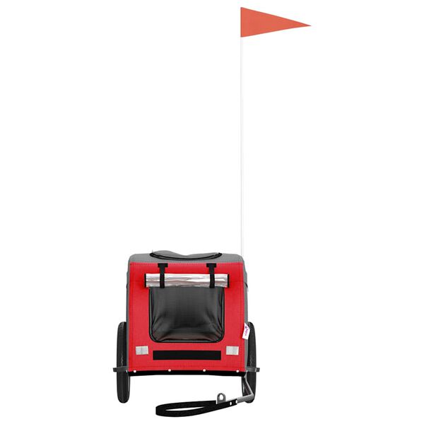 vidaXL Voz&iacute;k za kolo pro psa červen&yacute; a &scaron;ed&yacute; oxfordsk&aacute; tkanina/železo