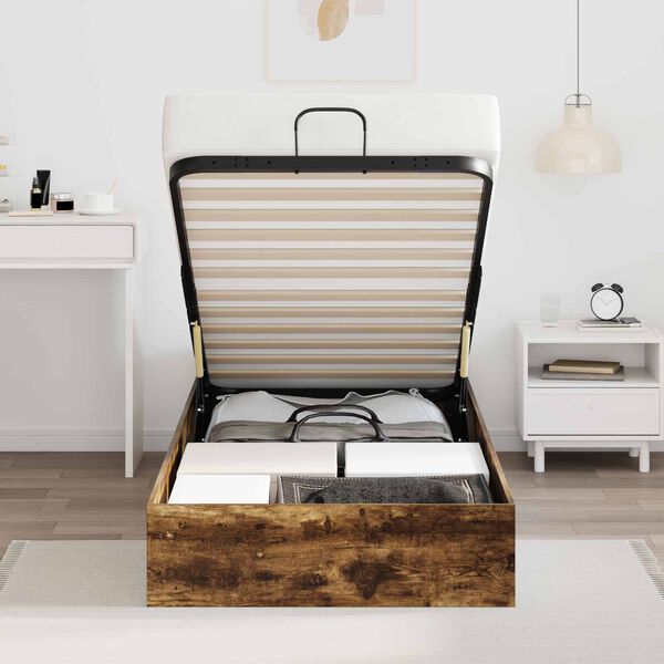 vidaXL Ottoman postel Kouřov&yacute; dub 193 x 120 x 25 cm Dřevotř&iacute;ska