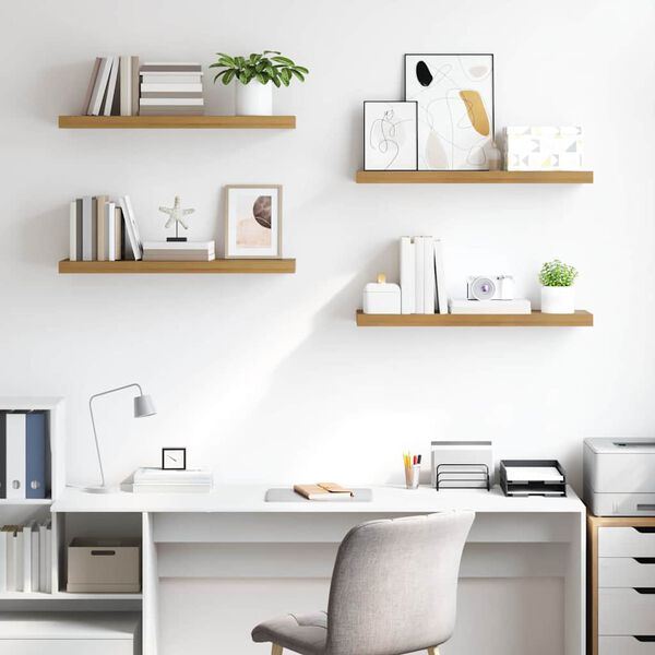 vidaXL N&aacute;stěnn&aacute; polička 4 pcs Hněd&aacute; 90 x 23,5 x 4 cm kompozitn&iacute; dřevo