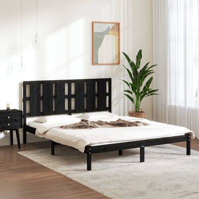 vidaXL Rám postele černý masivní dřevo 150 x 200 cm King Size
