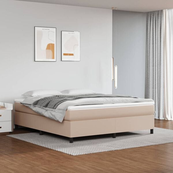 vidaXL Box spring postel s matrac&iacute; cappuccino 160x200 cm uměl&aacute; kůže