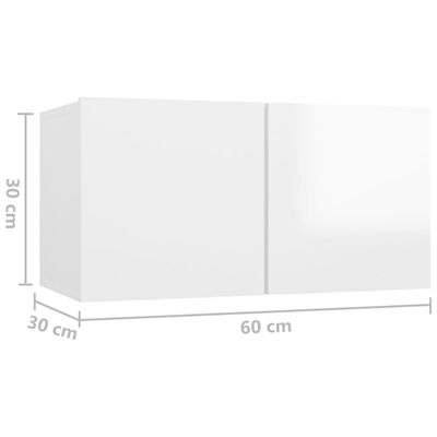 vidaXL Závěsná TV skříňka bílá s vysokým leskem 60 x 30 x 30 cm
