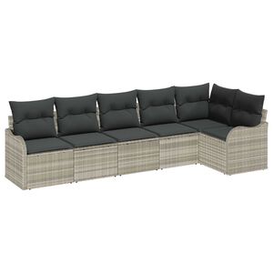 vidaXL Sada zahradn&iacute;ch pohovek s &uacute;loži&scaron;těm 6 pcs Světle &scaron;ed&aacute; polyratan