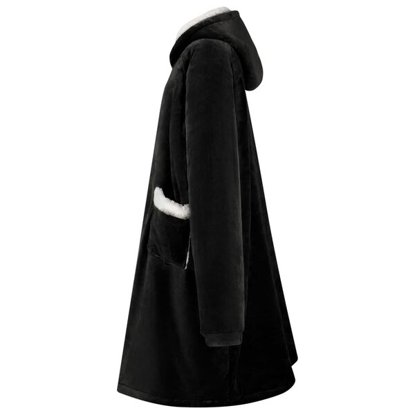 vidaXL Mikina s kapuc&iacute; Čern&aacute; L Fleece a flanel