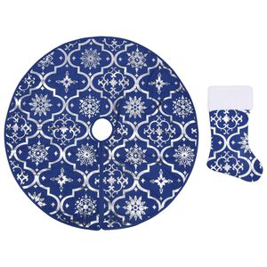 vidaXL Luxusn&iacute; podložka pod v&aacute;nočn&iacute; stromek s punčochou modr&aacute; 90 cm