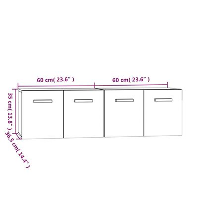 vidaXL Nástěnné skříňky 2 ks lesklé bílé 60 x 36,5 x 35 cm kompozit