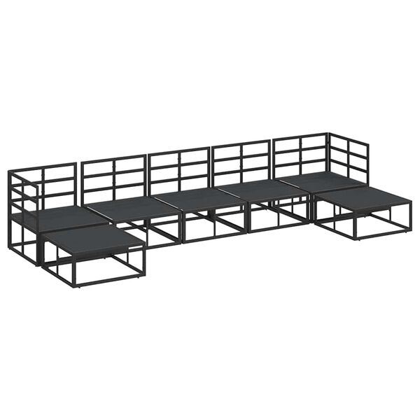 vidaXL Sada zahradn&iacute;ch pohovek s pol&scaron;t&aacute;řem Čern&aacute; Hlin&iacute;k